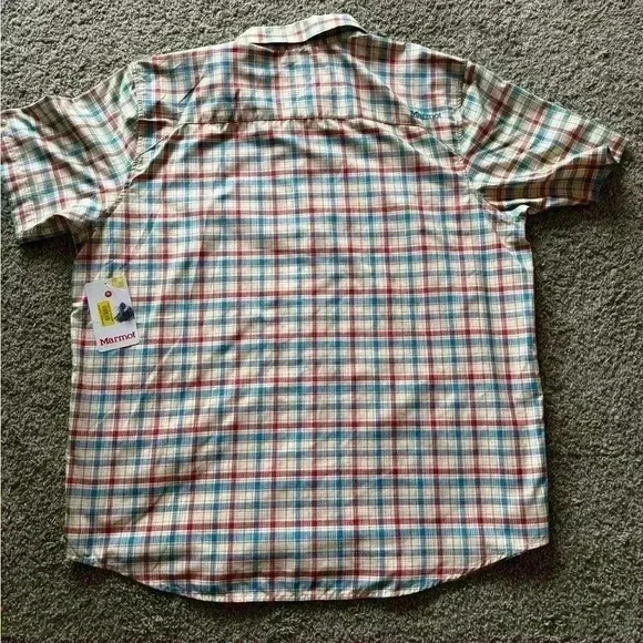 NWT Marmot Short Sleeve Casual Button Front Plaid Shirt Size XXL - Picture 5 of 5